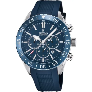 Montre  Festina Ceramic F20515/1 Bleu, Bracelet Caoutchouc, Homme