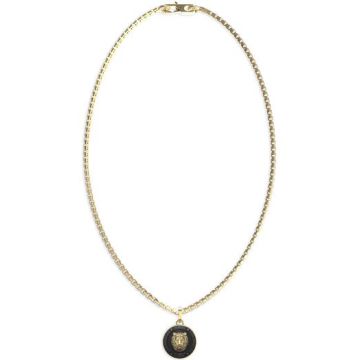 Collier acier doré tête de lion dorée 20mm fond noir