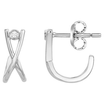 La Garçonne Diamants - Boucles D'Oreilles Argent 925, 2 Diamants 0,03Cts