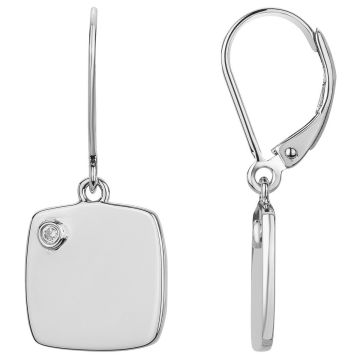 Boucles d'oreilles Argent Et 2 Diamants 0,03Cts