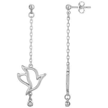 Boucles d'oreilles Argent Et 2 Diamants 0,03Cts