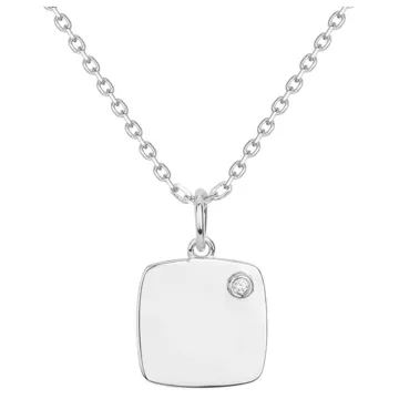 Collier La Garçonne Diamant Argt. Et 1 Diamants 0,015Cts-42+3Cm