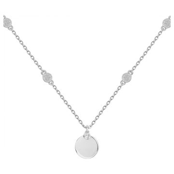 Collier Argent Et 1 Diamants 0,015Cts-38+5Cm
