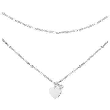 Collier Argent 1 Diamants 0,015Cts-48+38+3Cm