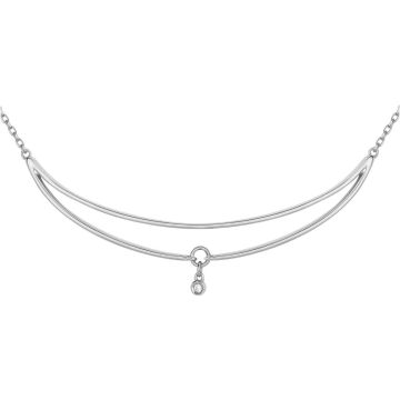Collier Argent 1 Diamants 0,015Cts-40+5Cm
