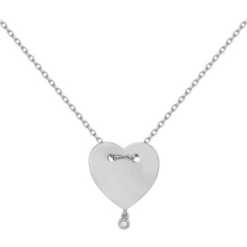 Collier Argent 1 Diamants 0,015Cts-40+5Cm