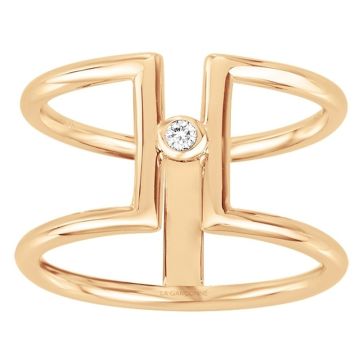 La Garçonne Diamants - Bague Plaqué Or Jaune 3M18K, 1 Diamant 0,015Ct
