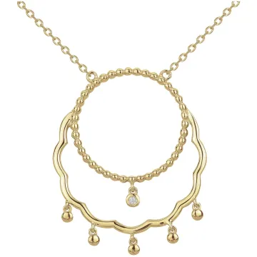 Collier La Garçonne Diamant Plaqué Or 3M18K Et 1 Diamant  0,015 Ct 45+5Cm