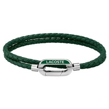 Bracelet Acier Inoxydable 316L Et Cuir Lacoste  Couleur Circonference Interieur 190Mm Clip Lacoste Bijoux