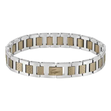Bracelet Acier Inoxydable 316L Et Cuir Lacoste  Couleur Ajustable Circonference Interieure 190Mm Clip Lacoste Bijoux