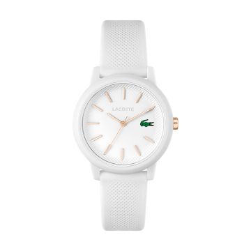 Montre Lacoste Boitier Tr90 Blanc Rond Bracelet Silicone Blanc