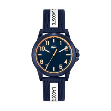Montre Lacoste Mouvement Quartz Boitier Tr90 Bleu Rond Cadran Bleu Bracelet Silicone Bleu