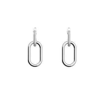 Boucles D'oreilles Argenté Brillant P-Chaine 25mm