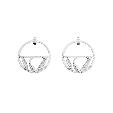 Boucles D'oreilles Argenté Brillant Rose Sabl 30mm