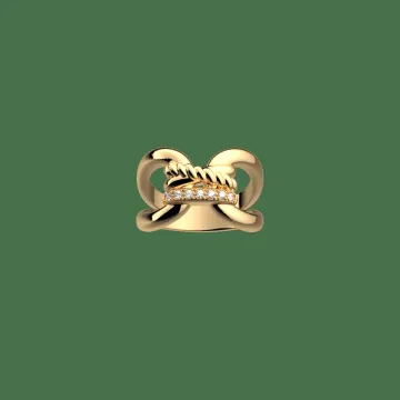 Les Georgettes Bague Small Laiton Doré À L'Or Fin, Oxydes De Zirconium Dorée Dorée 54