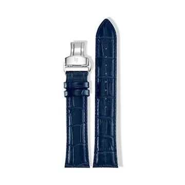 Bracelet Lip 20Mm Bleu Facon Crocodile Avec Boucle Deployante