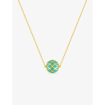Collier laque vert aqua or 375 millièremes jaune