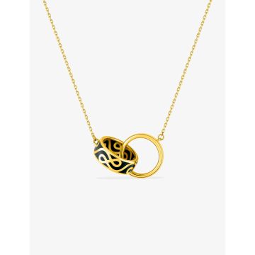 Collier laque noire or 375 millièremes jaune