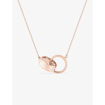Collier laque blanc ivoire or 375 millièremes rose
