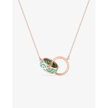 Collier laque vert aqua or 375 millièremes rose