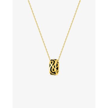 Collier laque noire or 375 millièremes jaune