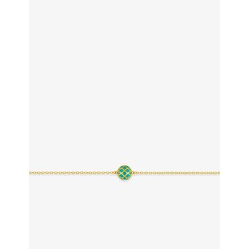 Bracelet laque vert aqu or 375 millièremes jaune