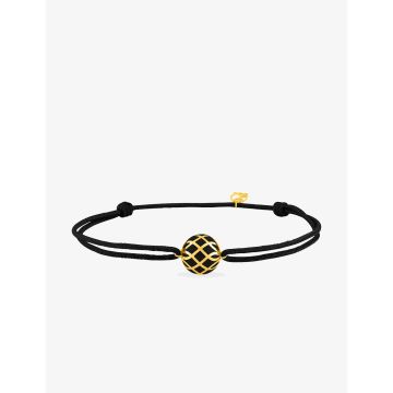 Bracelet cordon noire laque noire or 375 millièremes jaune