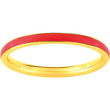 Bague laque corail en or