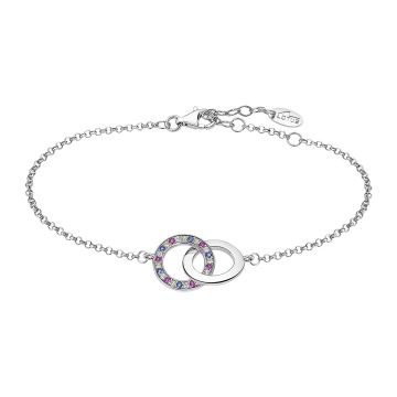 Lotus silver bracelet 2 ronds oxydes de zirconium multicolor