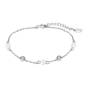 Bracelet Maille Avec Perles Et Oxydes De Zirconium