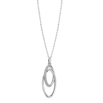 Collier Argent 2 Anneaux + Oxydes De Zirconium