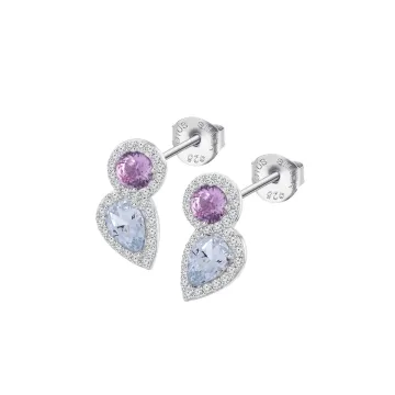Boucles-D'Oreilles Lotus Silver Lp3841-4/1 Argent, Femme, Oxydes De Zirconium Roses Colors