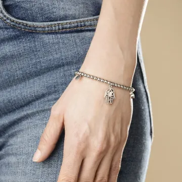 Bracelet Main De Fatima Lotus Style Ls2170-2/3 Acier Inoxydable Femme