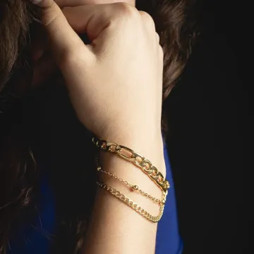 Lotus Style Femme Bracelet 3 Chaines Dorées