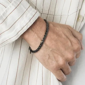 Lotus Style Homme Bracelet Chaine Torsadee Acier Gris