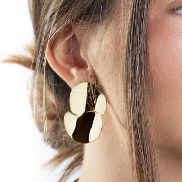 Lotus Style Femme Boucles D'Oreilles Pendantes Dorées
