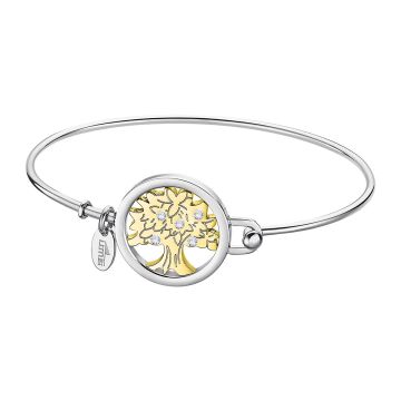 Lotus Style Femme Jonc Arbre De Vie Dore Oxydes De Zirconium
