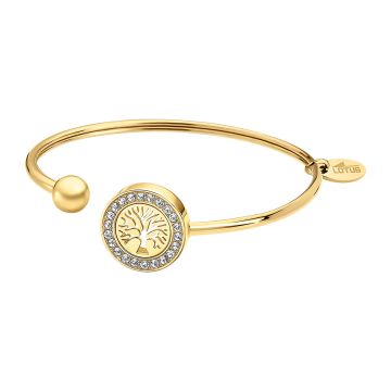 Lotus Style Bracelet Acier Femme Trefle Dore Oxydes De Zirconium