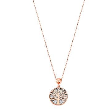 Lotus Style Collier Femme Arbre De Vie Rose Oxydes De Zirconium