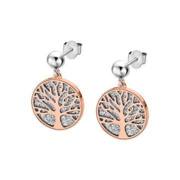 Lotus Style Boucle D'Oreille Femme Arbre De Vie Rose Oxydes De Zirconium