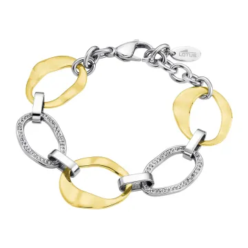 Lotus Style Femme Bracelet Doré Et Acier Oxydes De Zirconium