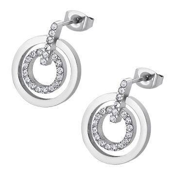 Boucle D'oreille Acier Ronds Oxydes De Zirconium