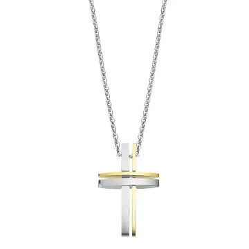 Collier Croix Lotus Style Ls1984-1/2 Acier Inoxydable Homme