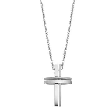 Collier Croix Lotus Style Ls1984-1/3 Acier Inoxydable Homme