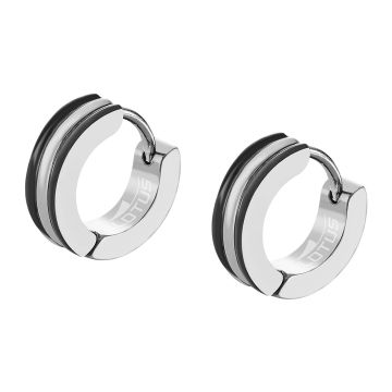 Boucle D'oreille Acier Et Acier Noir