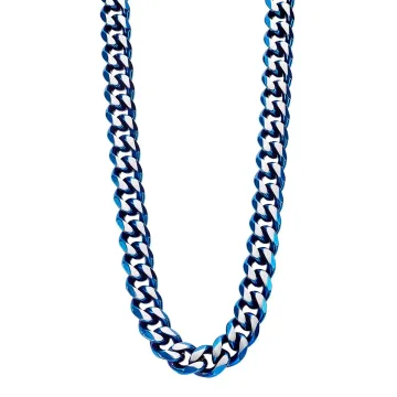 Lotus Style Homme Collier Chaine Acier Et Bleu