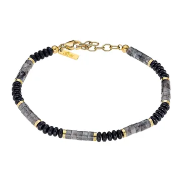 Lotus Style Homme Bracelet Perles Noires Et Grises