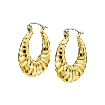 Lotus Style Femme Boucles D'Oreilles Creoles Dorées