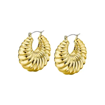 Lotus Style Femme Boucles D'Oreilles Creoles Dorées