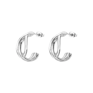 Lotus Style Femme Boucles D'Oreilles Rondes Acier